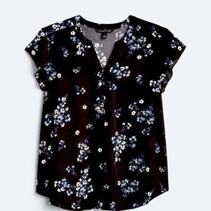 Floral Black and Blue Women's Top